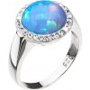 Prsteny Evolution Group Stříbrný prsten se syntetickým opálem a krystaly Preciosa světle modrý 35060.1