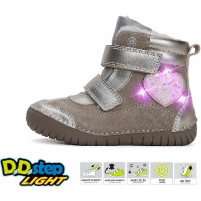 D.D.Step dívčí zimní kožené blikací boty W050-42707D – Hledejceny.cz