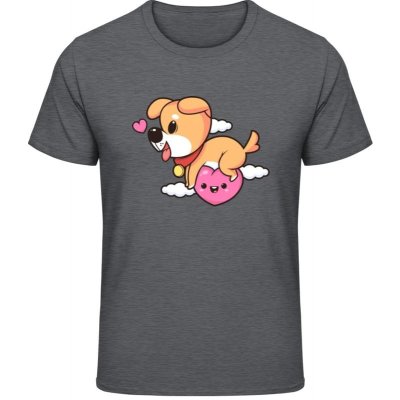 Gildan Soft Style tričko Design se srdíčkem a psem - Dark Heather – Zboží Mobilmania