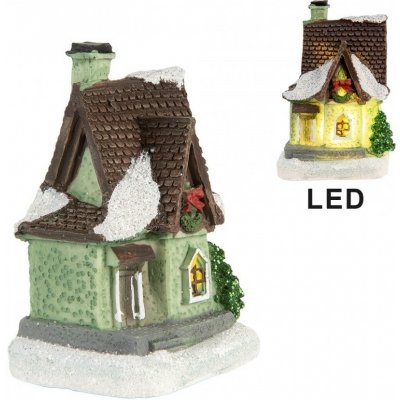 Clayre & Eef Dekorace malinký svítící zelený domek Manon LED - 5*5*7 cm – Hledejceny.cz