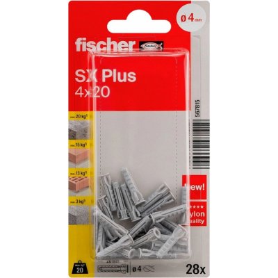 Fischer Rozpěrná hmoždinka SX Plus, 4 x 20 mm, 28 ks (blistr) – Zbozi.Blesk.cz