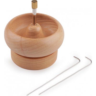 Dřevěný mlýnek k navlékání rokajlu Ø9 a 10 cm s jehlou Varianta: 1 přírodní, Balení: 1 ks – Sleviste.cz