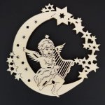 AMADEA Dřevěná ozdoba anděl na měsíci s harfou 9 cm – Hledejceny.cz