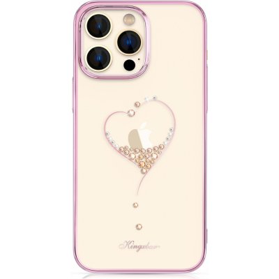 Pouzdro Kingxbar Wish Series silikonové s original Swarovski crystals na iPhone 14 PRO MAX růžové