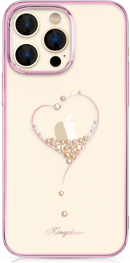 Pouzdro Kingxbar Wish Series silikonové s original Swarovski crystals na iPhone 14 PRO MAX růžové