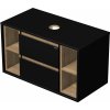 Koupelnový nábytek Emmy Design LARK 90 cm černá/halifax se dvěma zásuvkami 50 cm a se dvěma otevřenými nikami 2x20 cm po stranách, pro umyvadla na desku