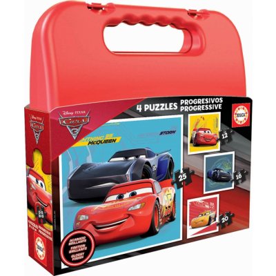 Educa 16506 progressive 4 Cases CARS Ice Racers 25 20 16 12 dílků