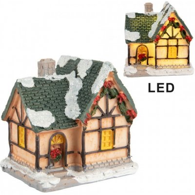 Clayre & Eef Dekorace malinký svítící béžový domek Manon LED - 6*5*6 cm – Hledejceny.cz
