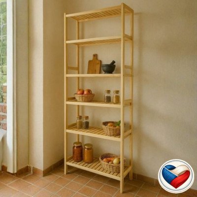 Gaboni Dřevěný regál, 6 polic, 213 x 80 x 33 cm – Sleviste.cz