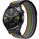 BStrap Velcro Nylon řemínek na Huawei Watch GT/GT2 46mm, black rainbow SSG029C0303