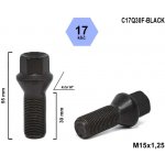 Kolový šroub M15x1,25x30 kužel, klíč 17, C17Q30F-BLACK, černý, výška 55 mm – Zboží Mobilmania