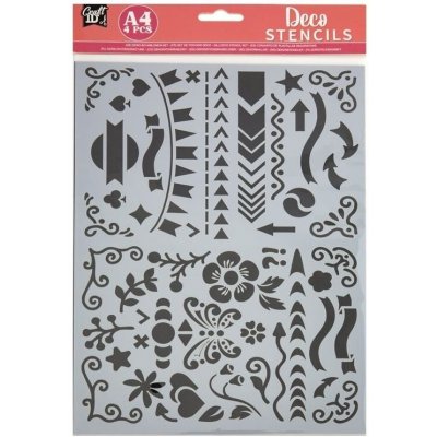 Creative Craft Group Plastové šablony sada A4 mix vzorů 4ks – Sleviste.cz