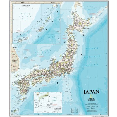 National Geographic Japonsko - nástěnná mapa Classic 63 x 73 cm Varianta: bez rámu v tubusu, Provedení: laminovaná mapa v lištách – Zbozi.Blesk.cz