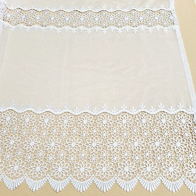 Hotová vyšívaná luxusní záclona GERSTER 11509 bílé květy 180 x 440 m – Zboží Mobilmania