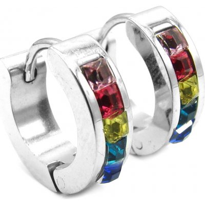 Steel Jewelry náušnice kroužky s barevnými krystalky z chirurgické oceli NS220236 – Zbozi.Blesk.cz