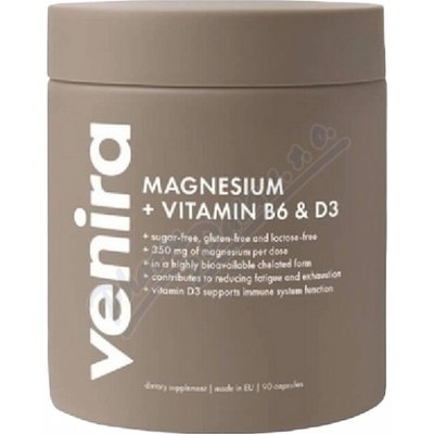 Venira Magnesium + vitamin B6 a vitamin D3 90 kapslí – Hledejceny.cz