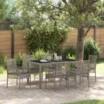 OMAXI 890948 Zahradní jídelní souprava 7 pcs Šedá Poly ratan – Hledejceny.cz