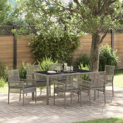 OMAXI 890948 Zahradní jídelní souprava 7 pcs Šedá Poly ratan – Hledejceny.cz