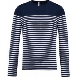 Pánské námořnické tričko s dlouhým rukávem Breton pruhovaná námořnická modrá bílá