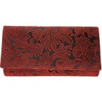 Kožená dámská velká peněženka WILD By Loranzo červená ornament – Zboží Mobilmania