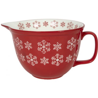 HIT MISKA ČERVENÁ S BÍLÝMI SNĚHOVÝMI VLOČKAMI 30 x 22 x 15 cm – Zboží Dáma