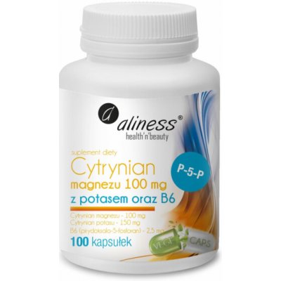 Aliness Magnesium Citrate 100 mg with Potassium 150 mg, B6 (P-5-P) 100 kapslí – Hledejceny.cz