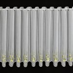 Buona Ventura voálová vitrážová záclona 40323/80, vyšívané zelené květiny na bílé, výška 45cm (v metráži) – Zboží Mobilmania