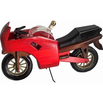 Dřevěná motorka s láhví 350 ml - červená – Zboží Dáma