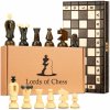 Šachy Amazinggirl Šachová sada šachy vrhcáby dáma 3 v 1 dřevěná šachovnice šachovnice vysoké kvality se šachovými figurkami velké 35x35 cm šachy s vrhcáby a dámou
