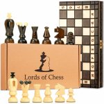 Amazinggirl Šachová sada šachy vrhcáby dáma 3 v 1 dřevěná šachovnice šachovnice vysoké kvality se šachovými figurkami velké 35x35 cm šachy s vrhcáby a dámou – Zbozi.Blesk.cz