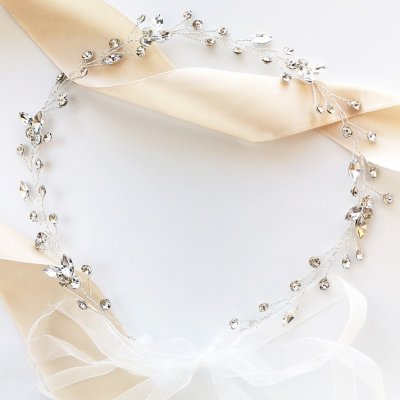 Stříbrná svatební čelenka se zirkony - jemná a lesklá – Sleviste.cz