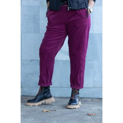 Manšestrové kalhoty do gumy MARLEY Vínová – Zbozi.Blesk.cz