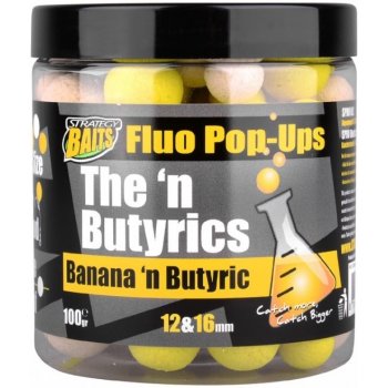 STRATEGY BAITS Plovoucí Boilies POP16/12 THE'N BUTYRIC 100g 12+16mm Banana'n Butyric / banán kyselina máselná