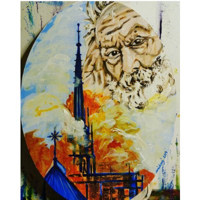 Romana Jirásková, Viktor Hugo - Chrám Matky Boží v Paříži, Malba na plátně, akrylové barvy, 30 x 40 cm