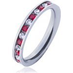 Šperky Eshop - Ocelový prsten - obroučka, střídající se čiré a červené zirkony J8.11 - Velikost: 50 – Zboží Mobilmania