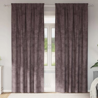 Závěs 2 ks Hnědý 260 x 140 cm Samet – Hledejceny.cz
