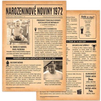 Narozeninové noviny 1972 – dvoustranné nebo jednostranné