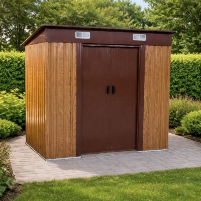 BestBerg BBSH-407W 2,8 m² 130 x 213 x 191 cm dekor dřeva/hnědá – Zboží Dáma