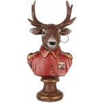 Clayre & Eef Červeno-hnědá vánoční dekorace busta jelen Deer - 10*8*19 cm – Hledejceny.cz