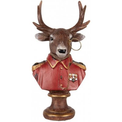 Clayre & Eef Červeno-hnědá vánoční dekorace busta jelen Deer - 10*8*19 cm – Hledejceny.cz