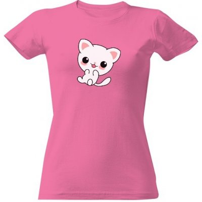Tričko s potiskem Kawaii kočička Růžová – Zboží Mobilmania