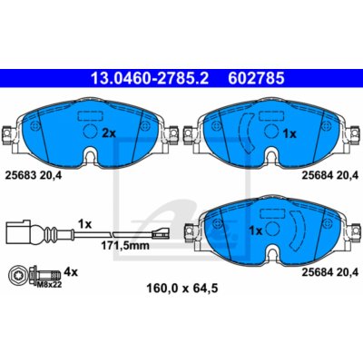 Sada brzdových destiček, vždy 4 kusy v sadě ATE 13.0460-2785.2 (13046027852) | Zboží Auto