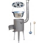 Kessel kotlík na guláš nerez 14 l INOX 0,8 mm kotlina nerez vysoká LUXUS průměr 36 cm poklice nerez 41 cm INOX naběračka 350 ml a vařečka 50 cm LUXUS PARTY – Sleviste.cz