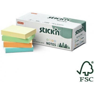 Stick´n by Hopax Samolepicí bločky Stick´n by Hopax FSC - 38 x 51 mm / 12 x 100 l / mix pastel – Hledejceny.cz