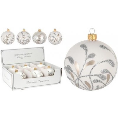 Koopman International b.v. Vánoční koule 10 cm bílá dekorovaná mix 1ks – Zboží Dáma