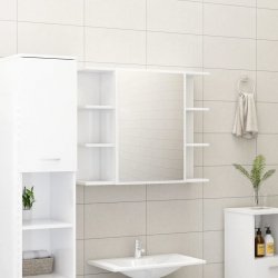 zahrada-XL Koupelnová skříňka zrcadlo lesklá bílá 80x20,5x64cm dřevotříska