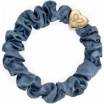 By Eloise London Gold Heart Silk Scrunchie barva Faded Denim – Zboží Mobilmania