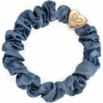 By Eloise London Gold Heart Silk Scrunchie barva Faded Denim – Zboží Mobilmania