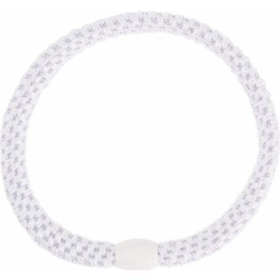 KKNEKKI Gumička do vlasů Kknekki Slim White Glitter, bílá barva, textil – Zboží Mobilmania