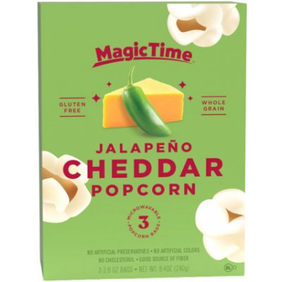 Magic Time popcorn s příchutí čedaru a jalapeňos 3 x 80 g – Sleviste.cz